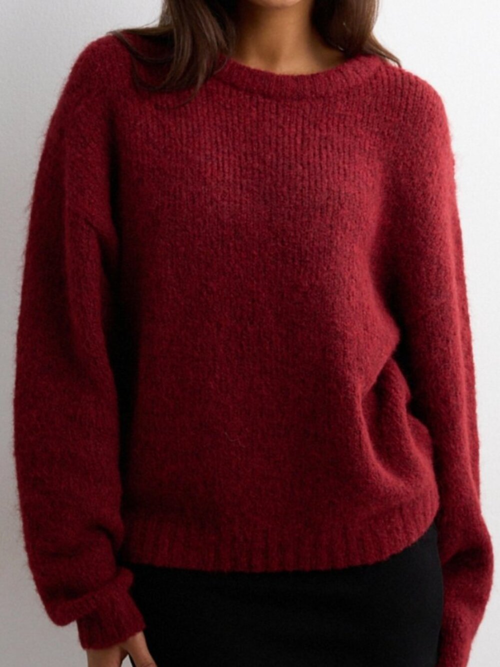 Gianni Bini Textured Crewneck Sweater – Burgundy – Size S (BNWT)
